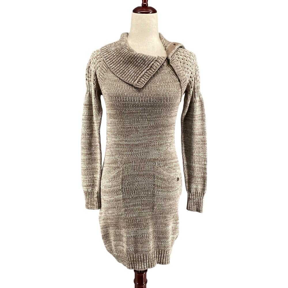 Prana Archer‎ Long Sleeve Mini Sweater Dress Womens XS  Cowl Neck Knit Fall